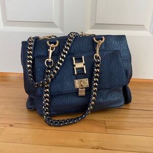 Alexis Hudson navy blue leather shoulder bag